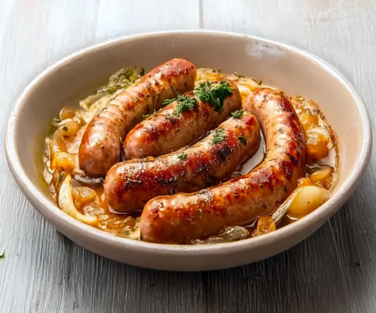 Saucisses à la moutarde et aux oignons : un classique plein de caractère