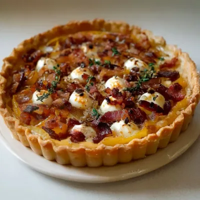 Tarte Oignon, Lardon, Chèvre et Miel Gourmande