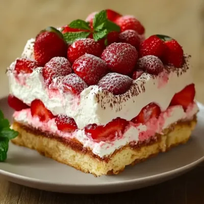 Tiramisu à la Fraise aux Biscuits Roses de Reims