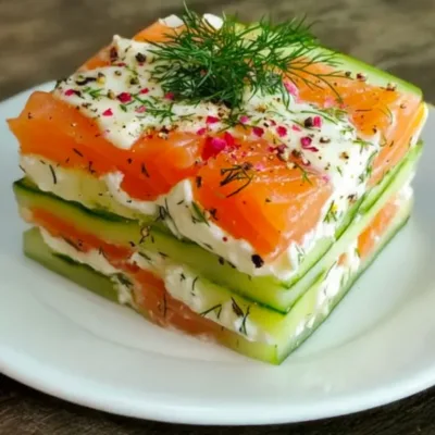 Lasagnes Froides de Concombre et Saumon