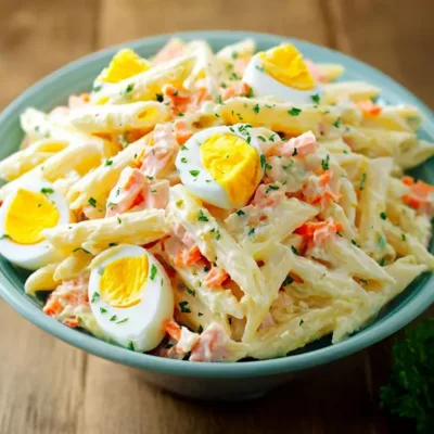 Salade de Pâtes au Surimi et Œufs Durs