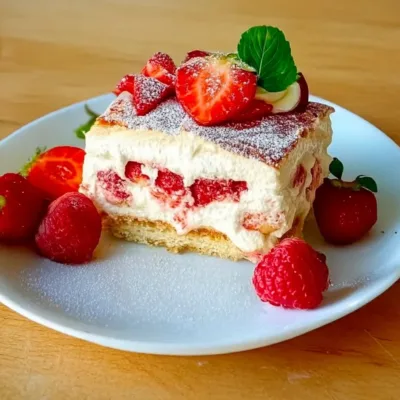 Tiramisu aux Fraises Mascarpone Facile et Léger