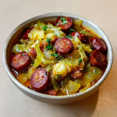 Chou Vert Braisé aux Saucisses Fumées