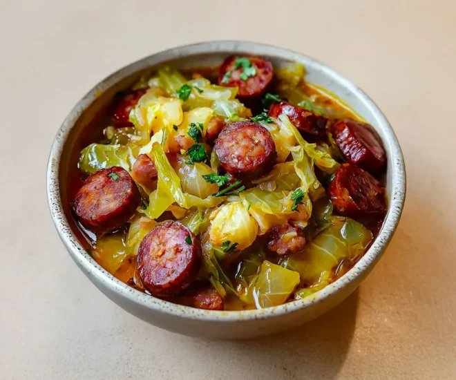 Chou Vert Braisé et Saucisses Fumées🥬🌭