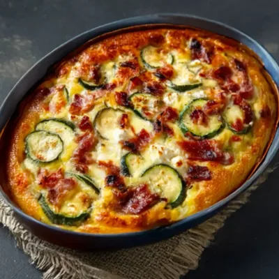 Clafoutis Salé aux Courgettes et Lardons
