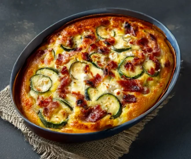 Clafoutis Salé aux Courgettes, Lardons et Chèvre 🧀