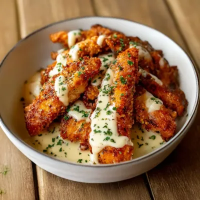 Poulet Croustillant et Sauce Parmesan Crémeuse