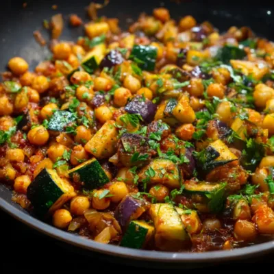 Sauté de Courgette et Pois Chiches à l’Orientale