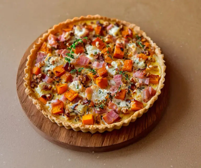 🍂 Tarte d’Automne à la Courge Butternut, Chèvre, Lardons et Noisettes