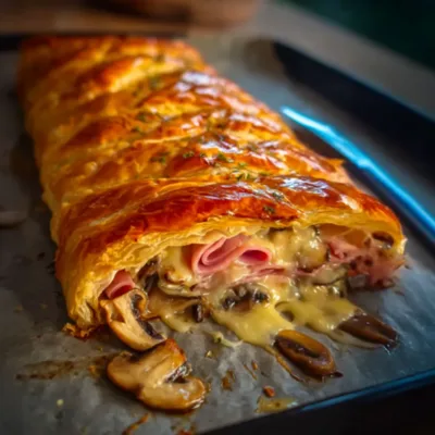 Tresse Feuilletée Jambon-Fromage-Champignons