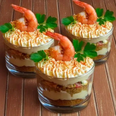 Verrines Façon Tiramisu aux Crevettes