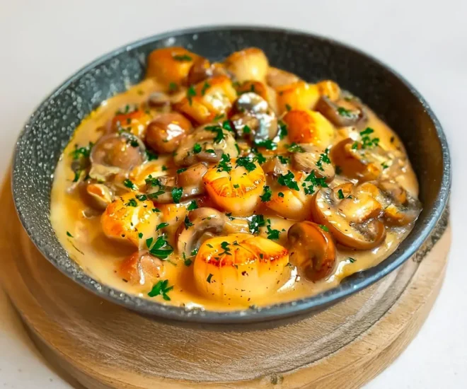 🐚 Blanquette de Saint-Jacques aux Champignons – Crémeuse et Savoureuse 🍄