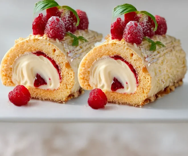 Bûche Chocolat Blanc – Fruits Rouges – Basilic “Jardin Secret”