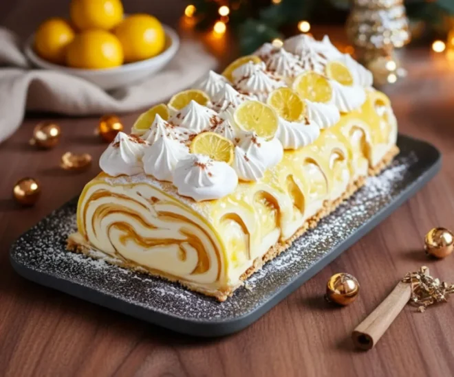 Bûche de Noël Façon Tarte Citron Meringuée 🍋
