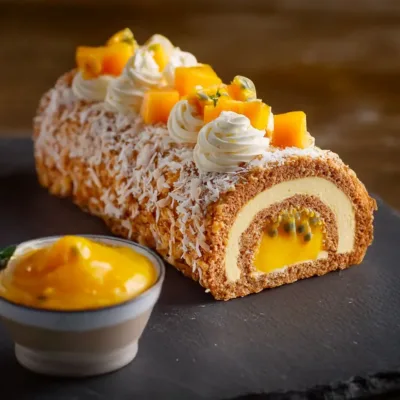 Bûche Mangue – Passion – Coco : Douceur Tropicale