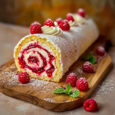 Bûche Roulée Framboise & Chantilly : Délice Fruité