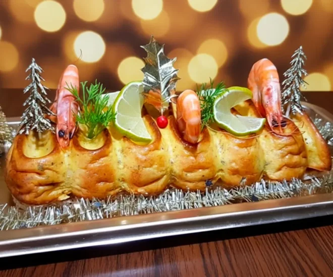 Bûche Salée Festive au Crabe et Saumon Fumé