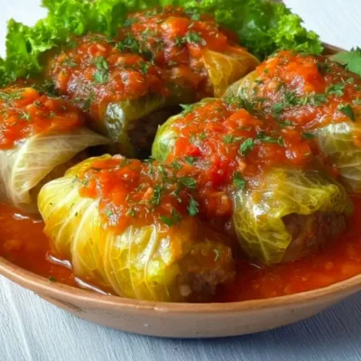 Choux Farcis à la Viande et Sauce Tomate Maison