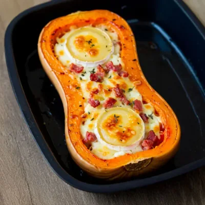 Courge Butternut Rôtie aux Lardons et Fromage