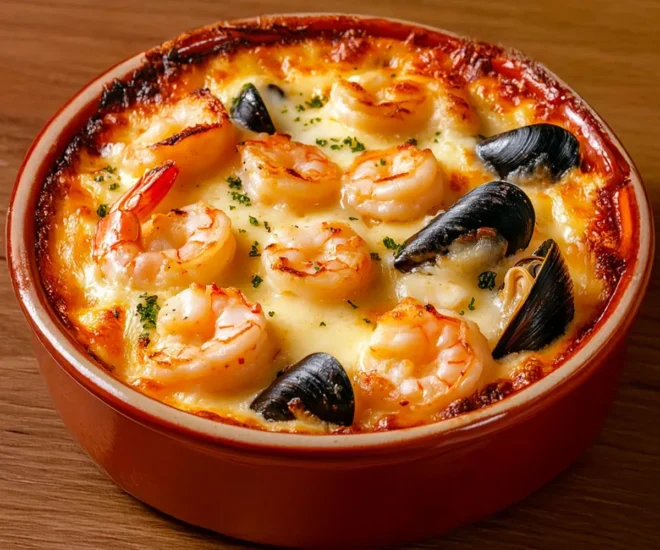 🦐 Gratin de fruits de mer à la crème et au fromage