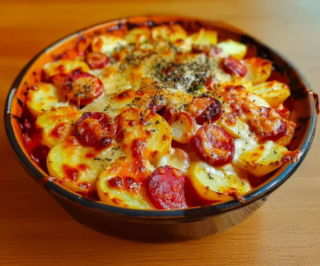 🧀 Gratin de Pommes de Terre au Chorizo & Béchamel Tomatée