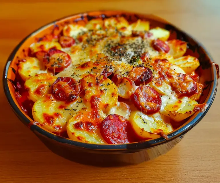 🧀 Gratin de Pommes de Terre au Chorizo & Béchamel Tomatée