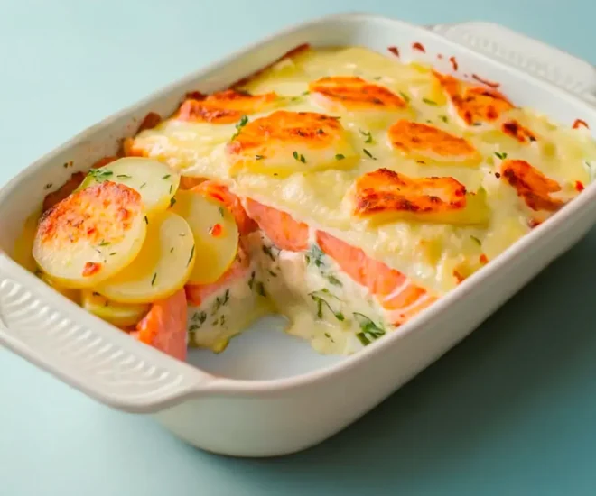 Gratin de Pommes de Terre, Saumon et Sauce Béchamel