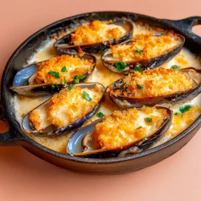 Moules Gratinées au Parmesan et Chapelure Dorée