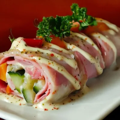 Rouleaux de jambon à la macédoine de légumes