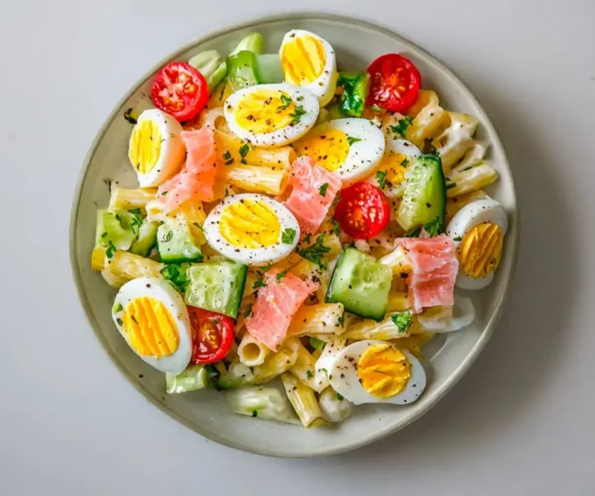 🌞 Salade de pâtes au surimi et œufs durs : fraîcheur et simplicité
