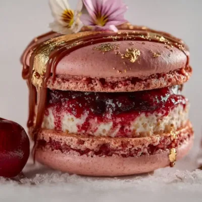 Tour de Macarons aux Cerises – Élégance Sucrée
