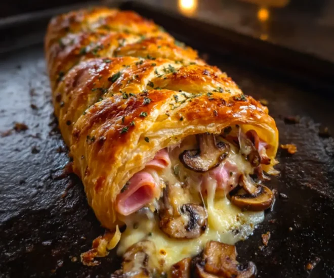 🥐 Tresse Feuilletée au Jambon, Champignons et Fromage Façon Croque-Monsieur