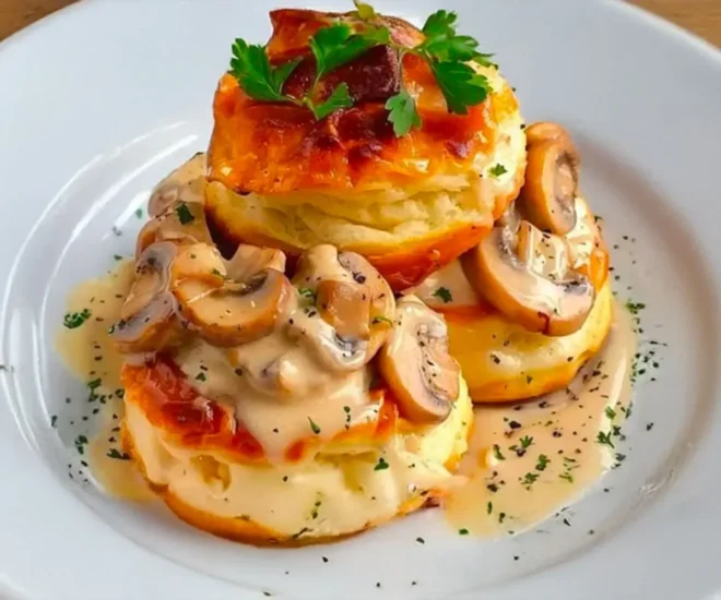 Vol-au-vent au poulet et champignons : une entrée feuilletée savoureuse