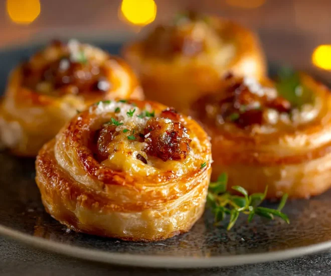 Bouchées Croustillantes au Fromage et Confit d’Oignons 🧅🧀