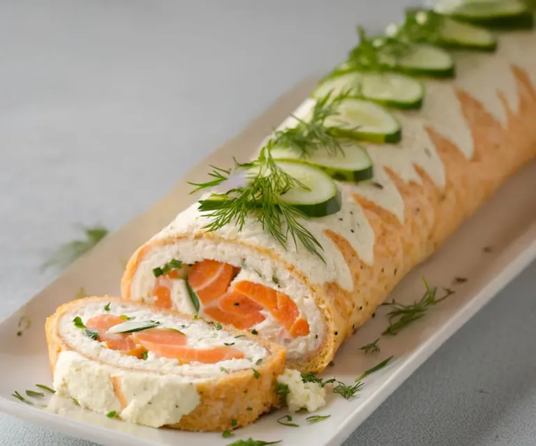 🎄 Bûche Salée Saumon Fumé & Fromage Frais : Fraîcheur et Élégance à l’Apéritif