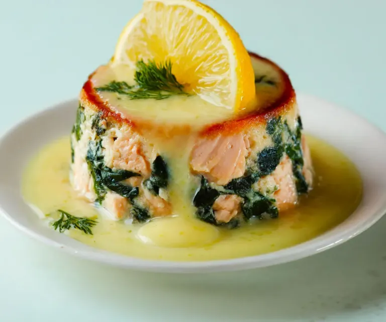Flan de Saumon et Épinards à la Sauce Citronnée 🍋