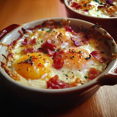 Œufs Cocotte aux Lardons Fondants : Recette Facile