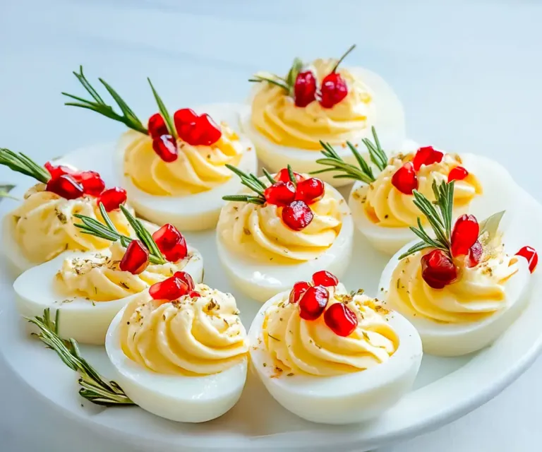 Œufs Mimosa Festifs à la Crème Citronnée, Grenade & Romarin