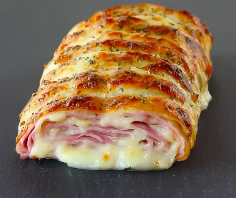 🌀 Roulé Feuilleté Tressé Jambon & Fromage
