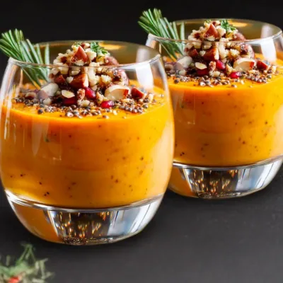 Verrines de mousse de carottes au cumin et noisettes