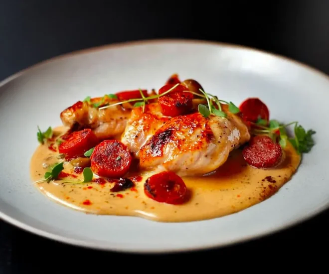 Aiguillettes de Poulet à la Sauce Crémeuse au Chorizo
