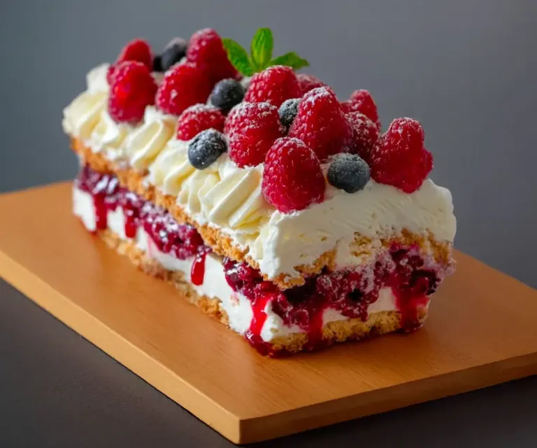 Bûche Mascarpone-Framboise Sans Cuisson (façon Entremets)