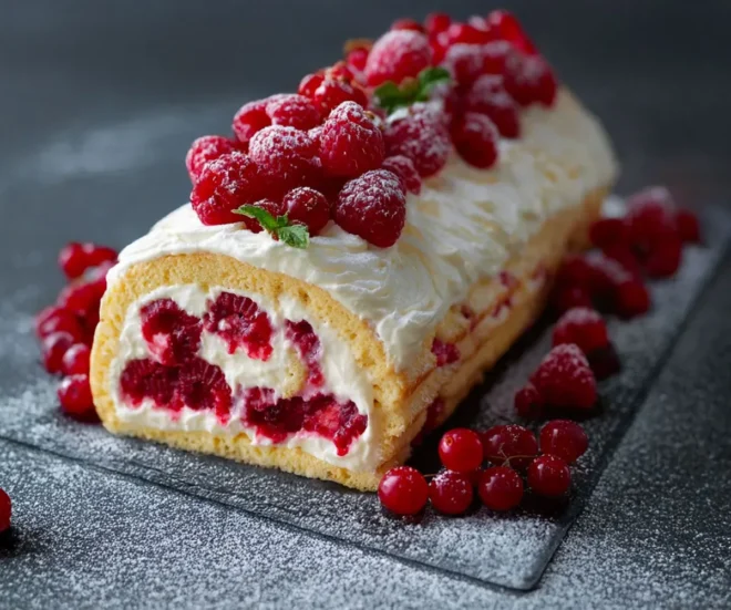 🎄 Bûche Mascarpone-Framboise Sans Cuisson : Un Dessert Festif et Ultra Facile !