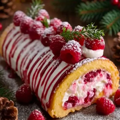 Bûche roulée framboise & mascarpone : légère et fruitée