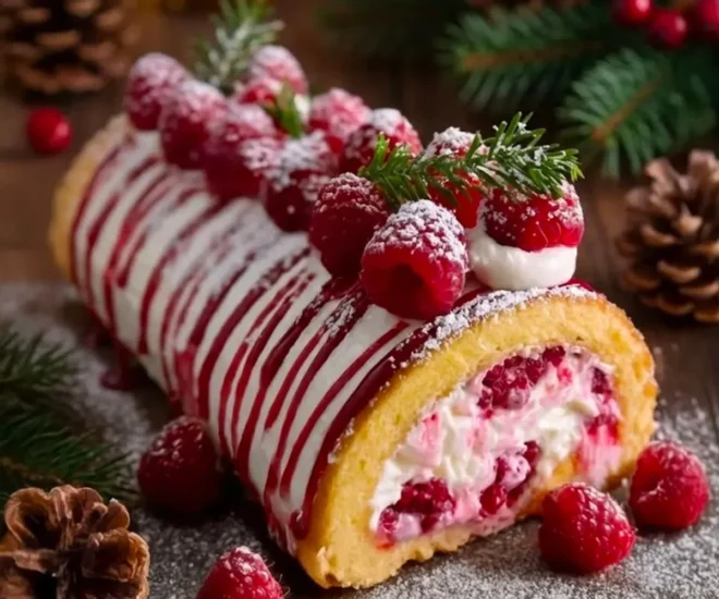 🎄 Bûche roulée framboise & mascarpone : légère, fruitée et irrésistible