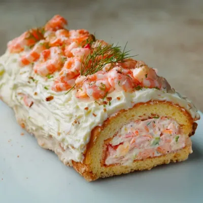 Bûche Salée de Noël aux Crevettes & Saumon Fumé