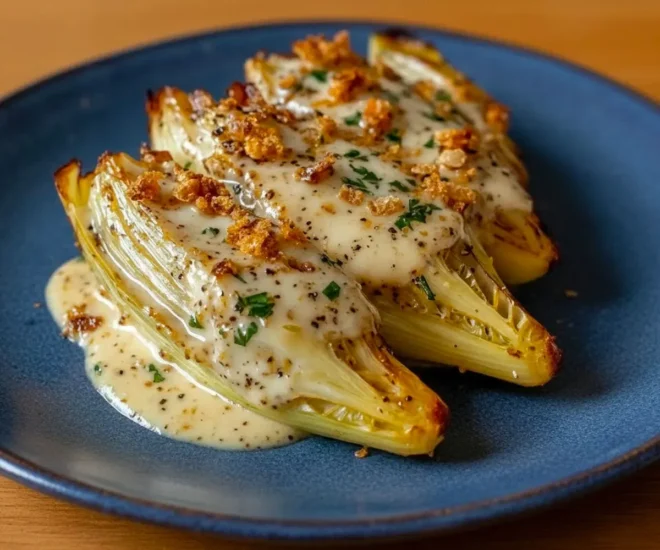 Chicons braisés gratinés à la béchamel et chapelure dorée