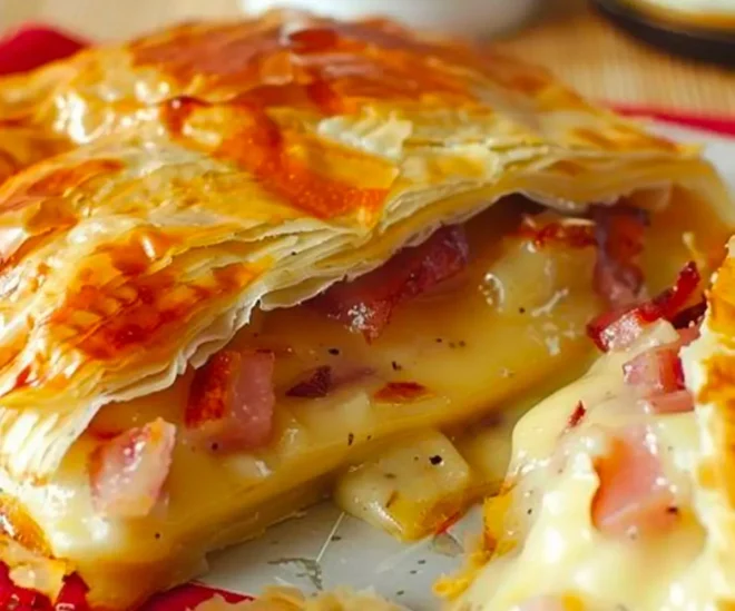 Feuilleté au Camembert et Lardons : fondant et croustillant à souhait !