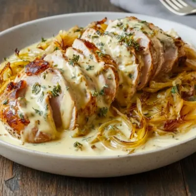 Filet mignon aux oignons confits et reblochon