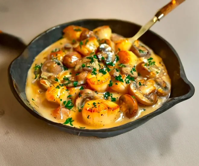 Fricassée de pétoncles aux champignons et crème : un délice fondant et raffiné